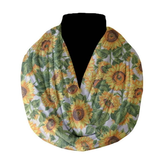 Cotton Blend Infinity Scarf Sunflower Print
