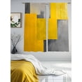 thumbnail image 2 of Yellow Grey Geometric Sheer Curtains 63 Inch Length 2 Panels Set, Modern Oil Painting Abstract Voile Window Treatment Rod Pocket Curtains Sheers Drapes for Bedroom/Living Room/Kitchen 52x"63"x2, 2 of 7
