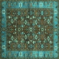 thumbnail image 1 of Ahgly Company Indoor Square Oriental Turquoise Blue Industrial Area Rugs, 4' Square, 1 of 4