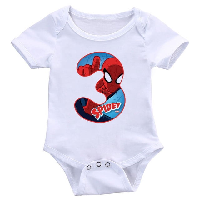 Pelele de verano para bebés y niñas, Ropa de manga corta, peleles con estampado de número 1-9 de Spiderman de dibujos animados para recién nacidos, mono infantil, Ropa Bebe18M Gao Jinjia LED