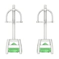 thumbnail image 4 of 14K Solid Gold Screw Back Stud Earrings for Women | 2 cttw Emerald Cut Simulated Green Diamond | White Gold, 4 of 5