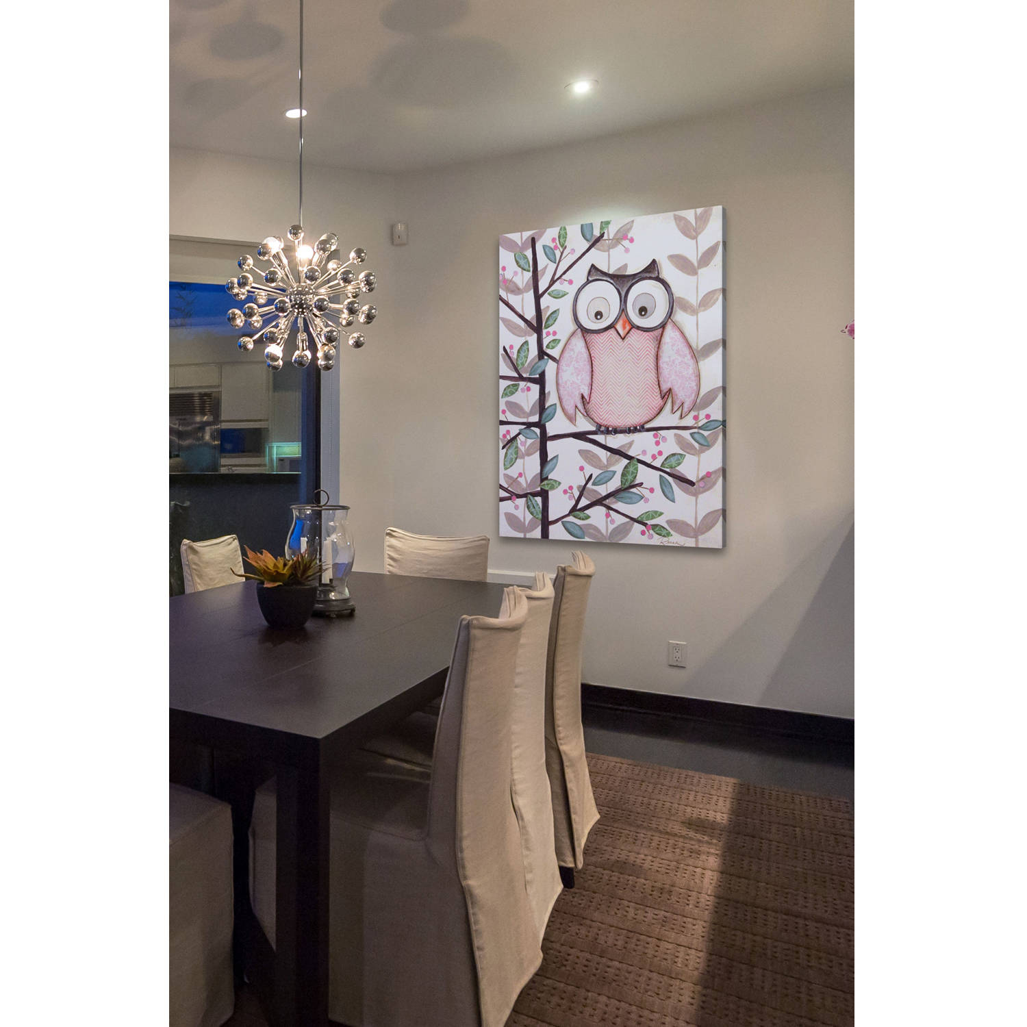 Marmont Hill "1 Pink Owl" by Reesa Qualia Painting Print on Wrapped Canvas