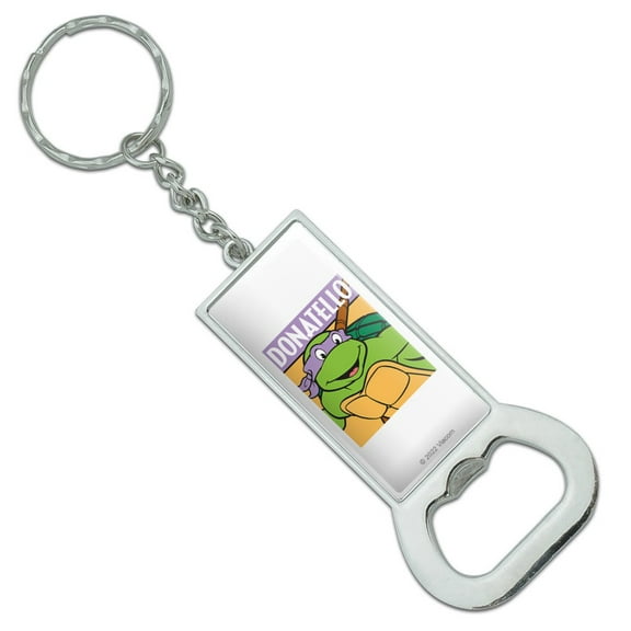 Teenage Mutant Ninja Turtles Donatello Keychain Rectangle Chrome Plated Metal Bottle Cap Opener