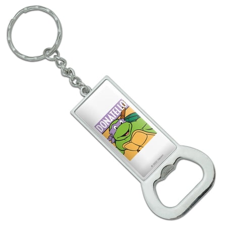 Teenage Mutant Ninja Turtles Donatello Keychain Rectangle Chrome Plated Metal Bottle Cap Opener