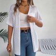 thumbnail image 6 of Diufon Short Sleeve Cardigans for Women Casual Solid Color Breathable Tops Hollow-Out Blouse, 6 of 7