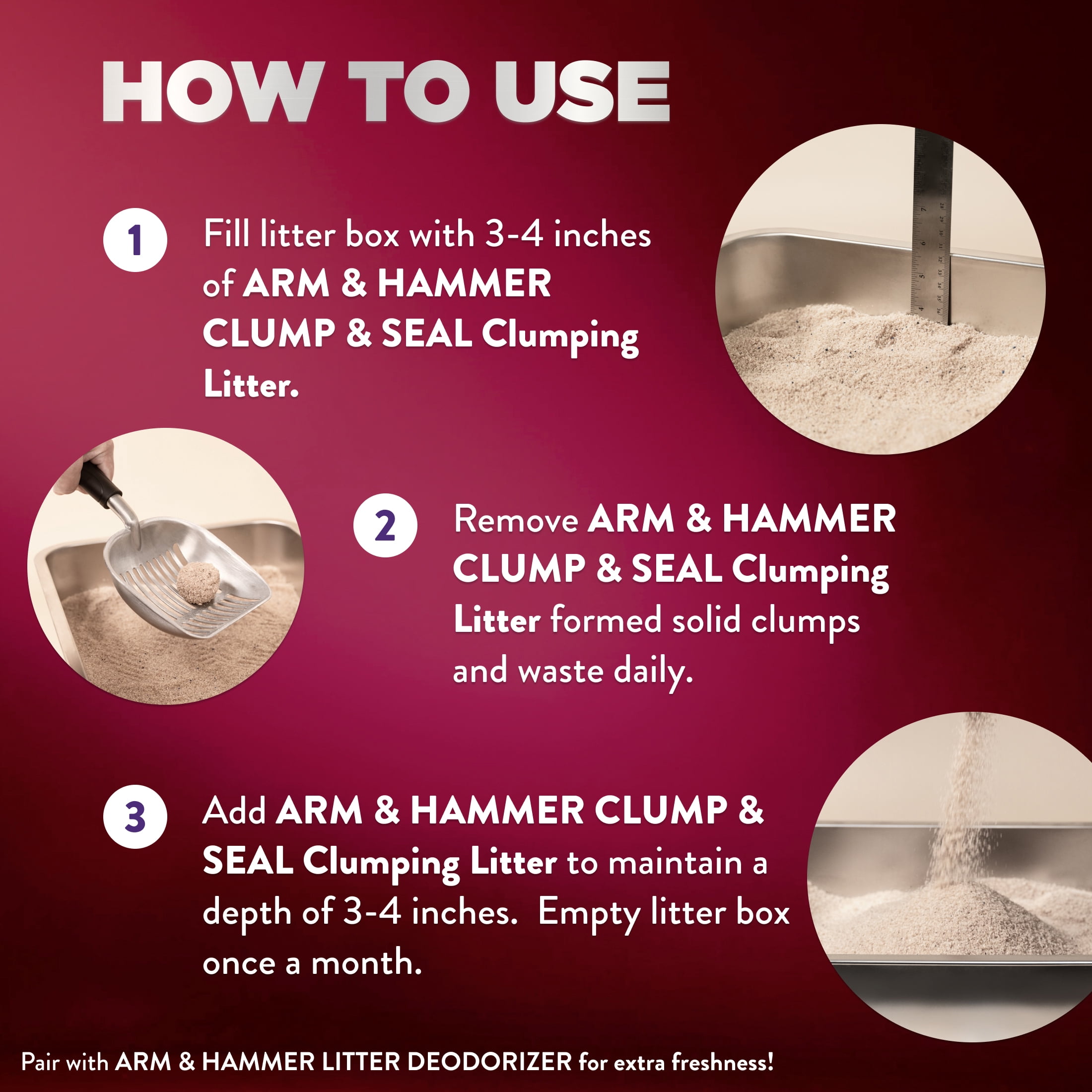 Arm & Hammer Litière pour Chat en Argile Platinum Clump & Seal, Multi-Chat, 18.14kg, Nettoyage Facile, Agglomérats Durs, Contrôle des Odeurs, Sans Poussière