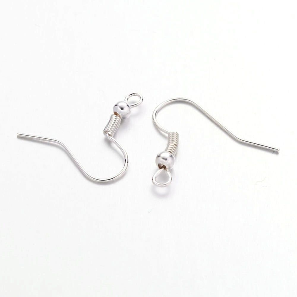 Iron Earring Hooks Ear Wire with Horizontal Loop Silver 19~21x18~20mm Pin: 0.65mm 22 Gauge