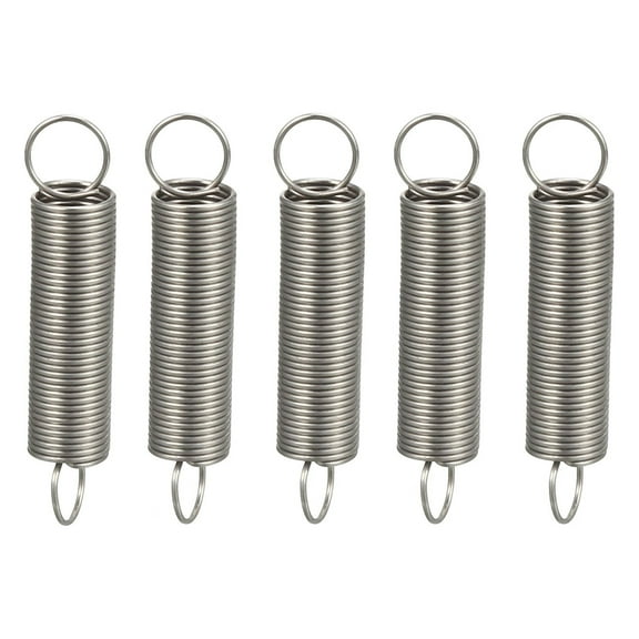 0.4x5x25mm Stainless Steel Small Dual Hook Tension Spring, 5pcs