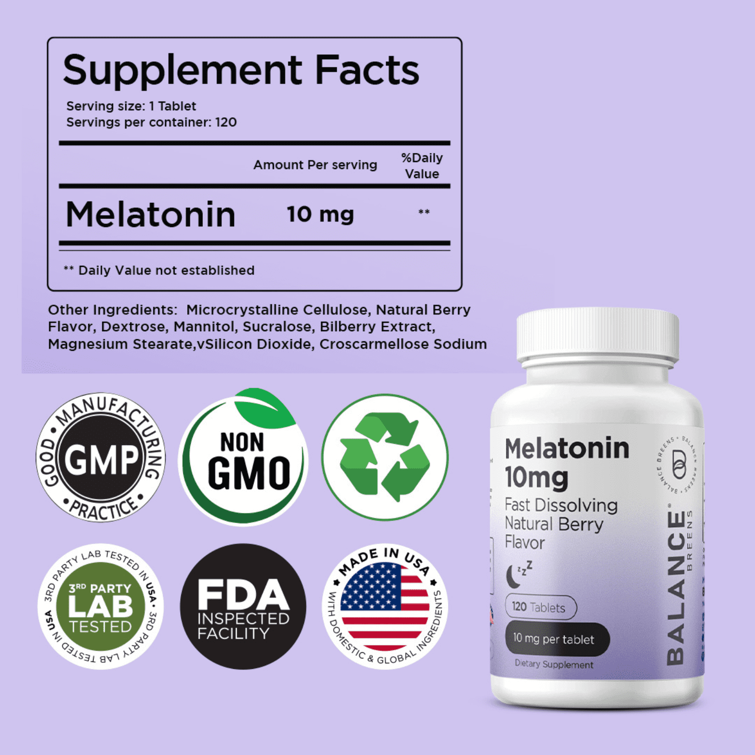 Melatonin 10mg, 100% Drug Free, Fast-Dissolve 120 Tablets - Natural Sleep Aid, Experience Serene, Restful Nights - Find Your Calm, Embrace Relaxation, Supports Sound Sleep and Tranquility