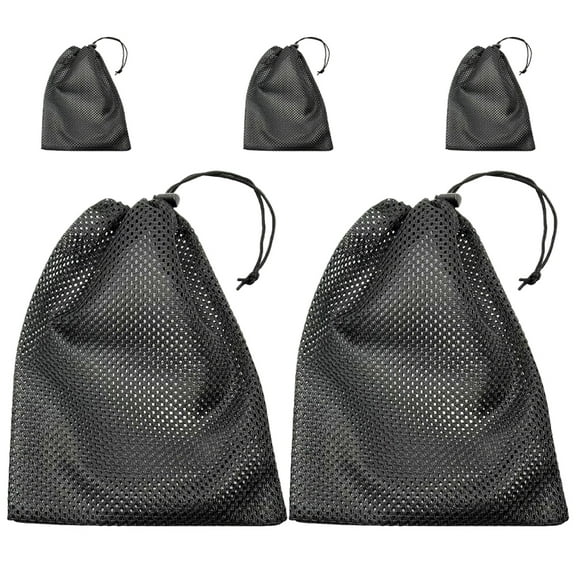 SWETRACE 5Pcs Black Polyester Net Bag for Storage with Drawstring Closure