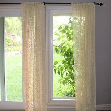 

Floral Lace Window Curtain 58 Inch Wide Champagne
