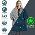 thumbnail image 2 of PAVILIA Blanket Hoodie for Women Grey, Sherpa Wearable Blanket Men, Cozy Oversized Sweatshirt Blanket, Warm Fleece Hooded Blanket Sweater with Sleeves and Giant Pocket, Glow in The dark - Star Gray, 2 of 9