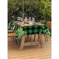 thumbnail image 2 of Outdoor Tablecloth with Umbrella Hole and Zipper, St. Patrick's Day Rectangle Table Cloth 60x120 Inch Waterproof Tablecloth, Cute Gnomes Lucky Shamrocks Green Black Plaid Picnic Table Cover for Patio, 2 of 7