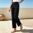 thumbnail image 3 of cocolona Womens Casual High Waist Flare Jeans Button Zipper Waist Straight Wide Leg Street Denim Pants with Pockets, 3 of 4