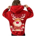 thumbnail image 1 of Sudaderas con capucha de gran tamaño para mujer, sudaderas con estampado de alces de Navidad de manga larga con bolsillo, Tops con cordón Fridja FKASFK5207, 1 of 4