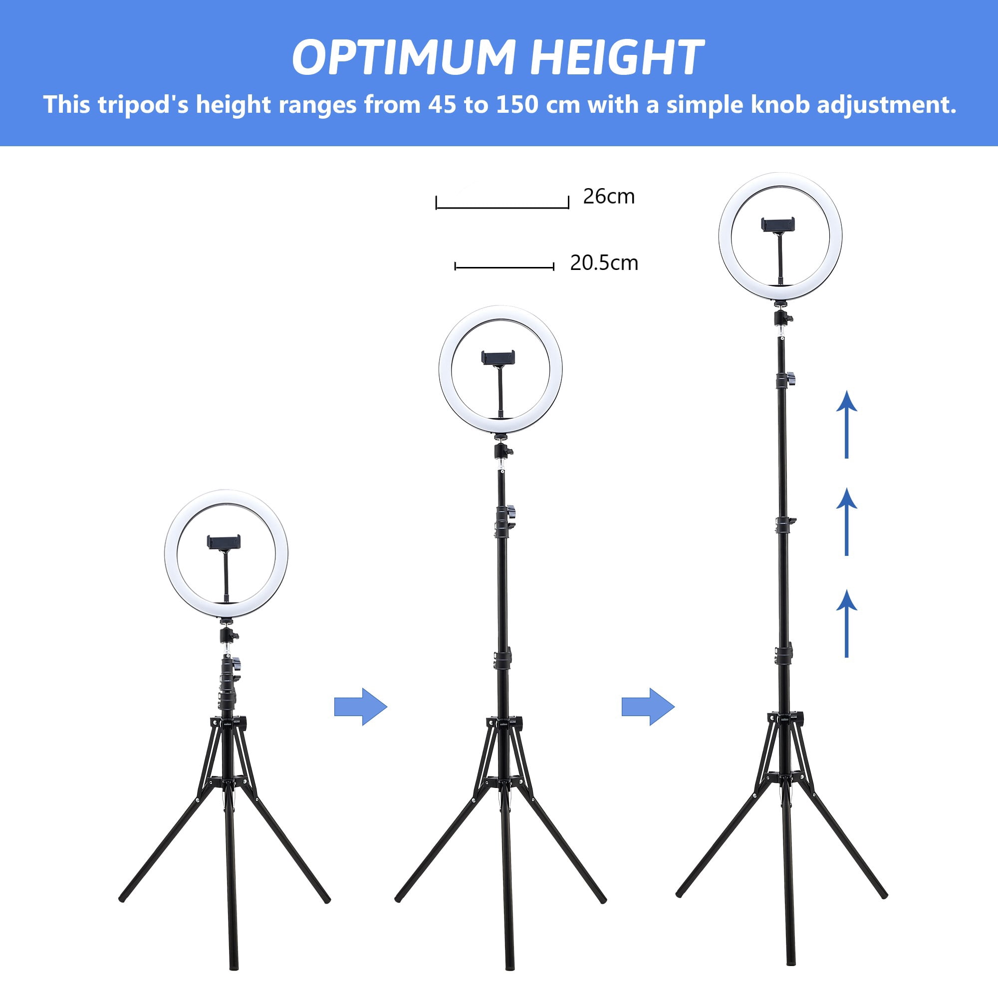 10" LED Selfie Ring Light with 17"-59" Adjustable Tripod for Android or iOS