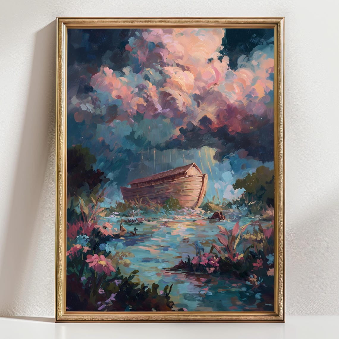 Noah S Ark Art Print Biblical Wall Art Christian Home Decor Spiritual Faith Based Artwork Inspirational Religious Gift