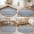 thumbnail image 5 of Round Area Rug 4ft Blue Boho Diamonds Floor Carpets Indoor Floor Area Mat Stain-Proof Mat Circle Rugs for Living Room Dining Room Kitchen Bedroom, Bohemian Tribal Zigzags Circles Sofa Throw Carpet, 5 of 9