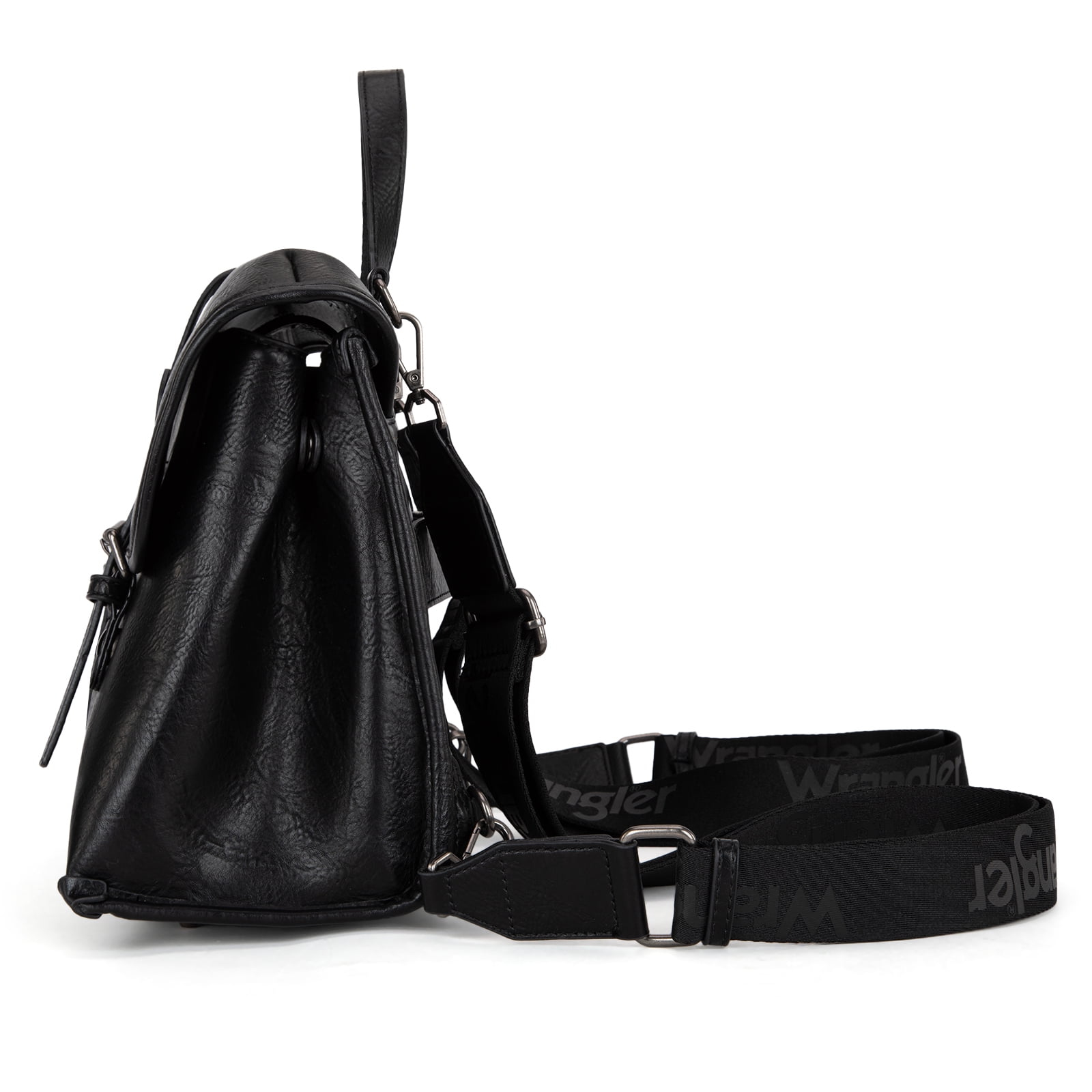 Wrangler Backpack Purse for Women Vegan Leather Fashion Anti Theft Convertible Backpack with Adjustable Strap, Black