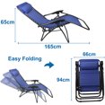 thumbnail image 4 of Relajante Textileno Jardín, Silla Plegable de Gravedad Cero, 165 x 112 x 65 cm, Azul, con Almohada, Textilene, Carga máxima: 100 kg, Material: Acero, 4 of 5
