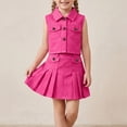 thumbnail image 2 of BOOMNY Girls 2 Peice Outfit Set Summer Clothes Set for Girls Sleeveless Casual Solid Color Vest Pleated Skirts Cozy Kids Dailywear, 2 of 9