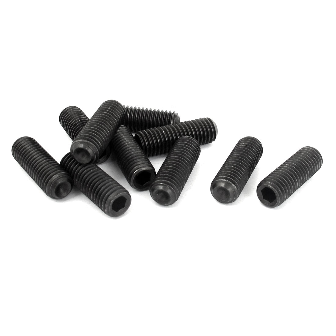 M10 1.5 Black 12.9 Alloy Steel Grub Screws Hex Socket Set Screws with Flat Point