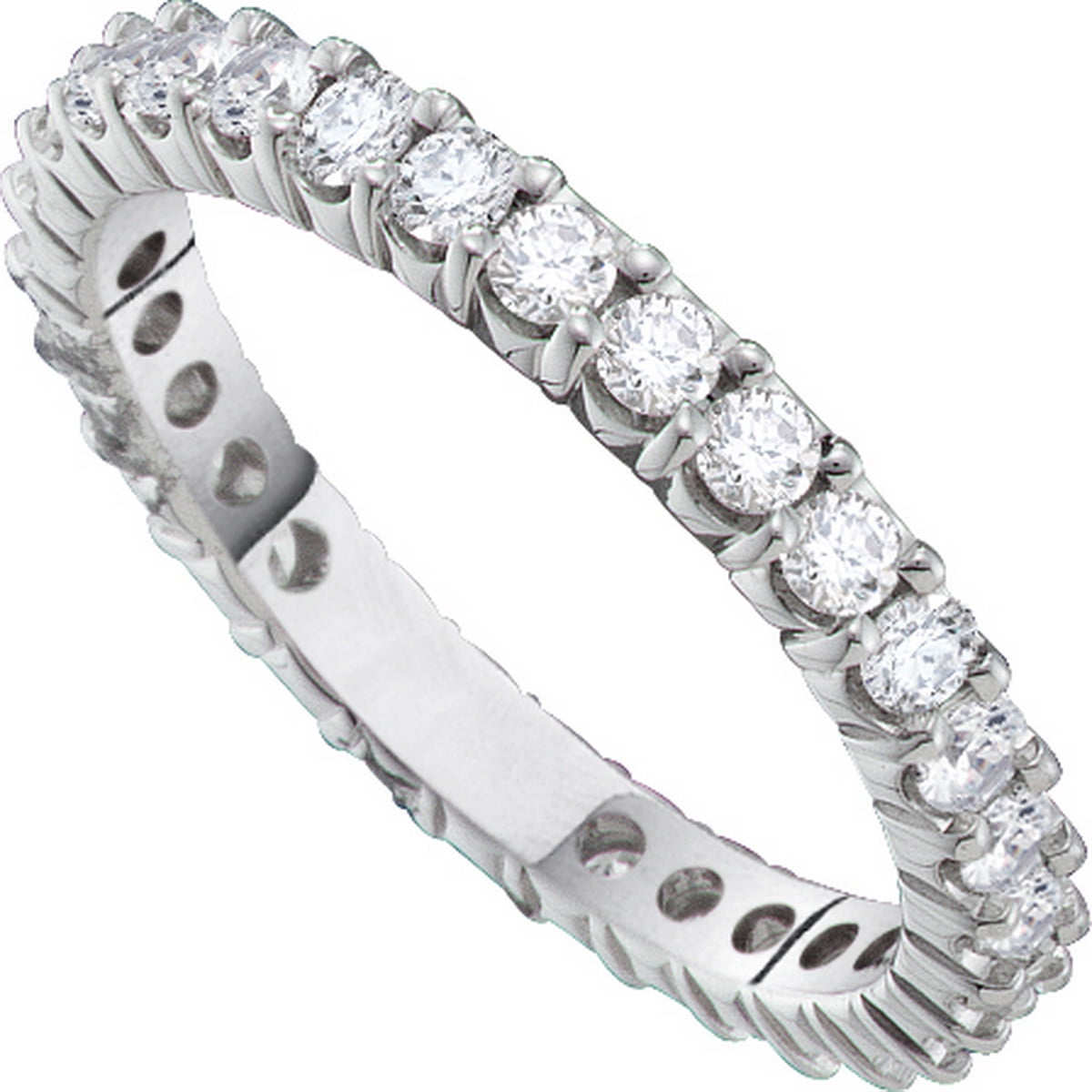 14K White Gold Round Diamond Ladies Eternity Wedding Anniversary Stackable Ring Band Value Collection 3 Carat ctw 