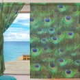 thumbnail image 2 of Splicing Pattern Peacock Feather Pattern Semi Sheer Curtains Window Voile Drapes Panels Treatment-55X78in for Living Room Bedroom Kids Room, 2 of 3