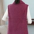 thumbnail image 5 of Fanxing Womens Polar Fleece Vests Winter Warm Fuzzy Sleeveless Zip Up Jackets Lapel Warm Sherpa Outwear with Pocket Purple L, 5 of 5