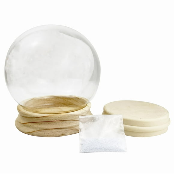 National Artcraft Kit de Globe d'Eau 6 Pouces avec Base en Bois de Bouleau Non Fini et Flocons de Neige (Pkg/1)