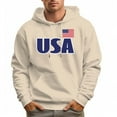 thumbnail image 4 of Men's 100% Cotton USA National Flag Hoodie 330g Thick Pocket Hood, 4 of 16