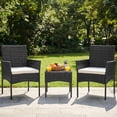thumbnail image 2 of Gianna 3-Piece Patio Furniture Set, Outdoor Wicker Rattan Chairs with Removable Cushion & Glass Table, Conversation Furniture for Porch, Garden, Backyard, Poolside - Black(new style), 2 of 6