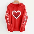 thumbnail image 5 of Heart Valentine Hoodies for Women Long Sleeve Graphic Cute Valentines Day Sweatshirt Holiday Casual Fall Spring Hoodie, XL Red, 5 of 5