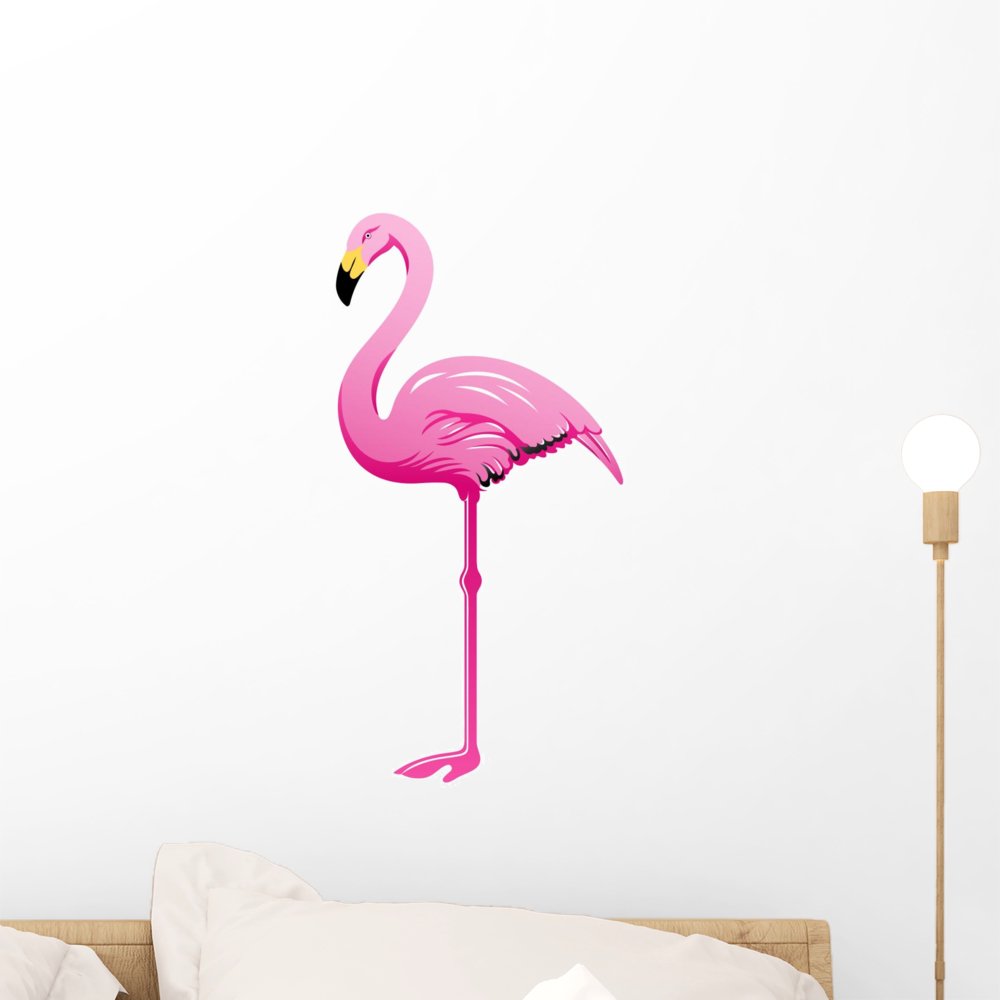 Flamingo Wall Decal by Wallmonkeys Peel and Stick Graphic (18 in H x 12