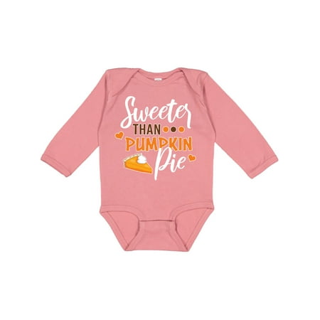 

Inktastic Thanksgiving Sweeter Than Pumpkin Pie Gift Baby Boy or Baby Girl Long Sleeve Bodysuit
