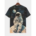 thumbnail image 4 of Astronaut Space Theme Men's 3D Printed T-Shirt, Vivid Crew Neck and Short Sleeves, Summer Out, Casual Wear, Art Pattern T-Shirt, Holiday Gifts, 4 of 6