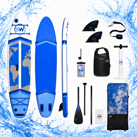 Inflatable Stand Up Paddle Board, 11' x 33" x 6" Wide SUP Board for Adults & Beginners, Non-Slip Portable Inflatable Paddleboard with Accessories, 330 lb Capacity