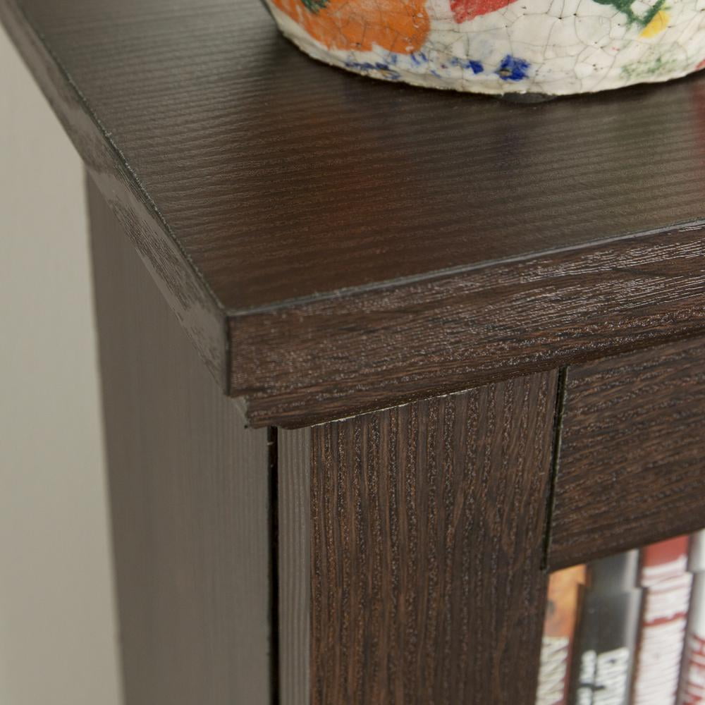 Walker Edison CD, DVD, Blu-Ray Espresso Media Tower Storage Cabinet