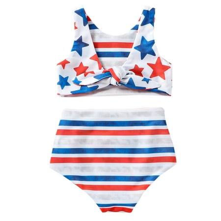 

Musuos 4th of July Baby Girls Bikini Swimsuit Star Stripe Print One Piece Swimwear