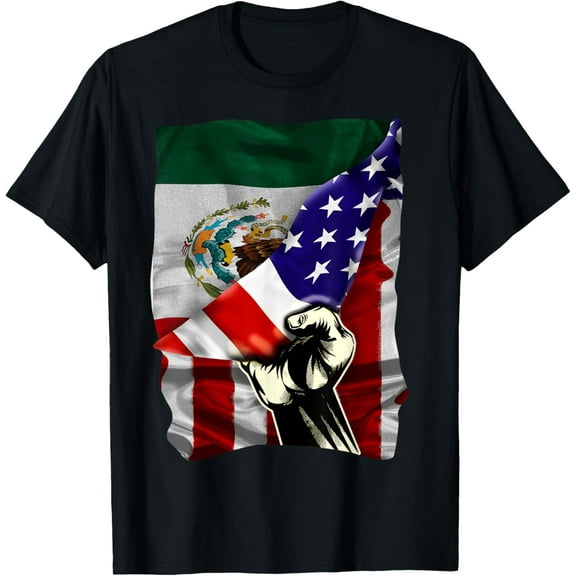 Half American Flag Mexican ROOTS USA Flag Mexico DNA T-Shirt Tops Tee