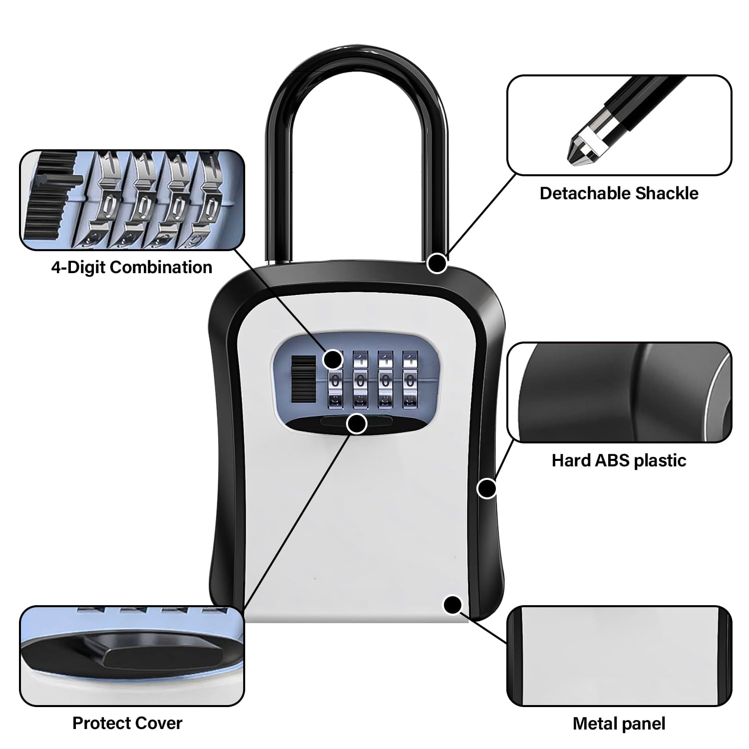 Key Lock Box for Outside,Portable Wall Mount Lockbox, Realtor Lockbox for House Keys Outdoor, Combination Key Hiders to Hide a Key Safe Storage