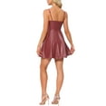 thumbnail image 3 of INSPIRE CHIC Women's PU Spaghetti Strap Sweetheart Neckline A-line Dress L Red, 3 of 6