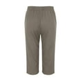 thumbnail image 5 of Uooqdmx Linen Pants Women Capri Pants for Women Non Drawstring Pocket Floral Cotton Linen Casual Pants Comfy Pants Women Gray L, 5 of 7