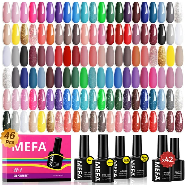 Kit de esmaltes de uñas en gel MEFA, 47 unidades, 42 colores, colección para mujer
