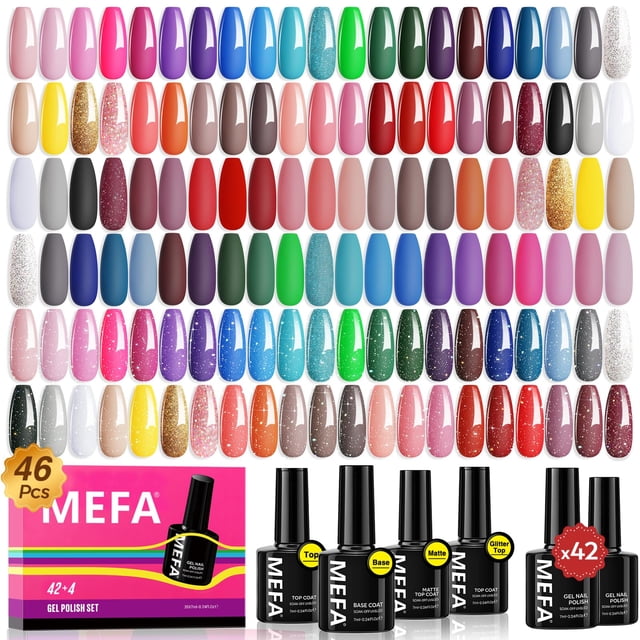 Kit de esmaltes de uñas en gel MEFA, 47 unidades, 42 colores, colección para mujer
