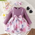 thumbnail image 2 of Uuszgmr Dress For Girl Toddler Dress Girls Winter Long Sleeve Flower Print Bow Dress With Headbands Soft Skin Friendly Cute Clothes, 2 of 4
