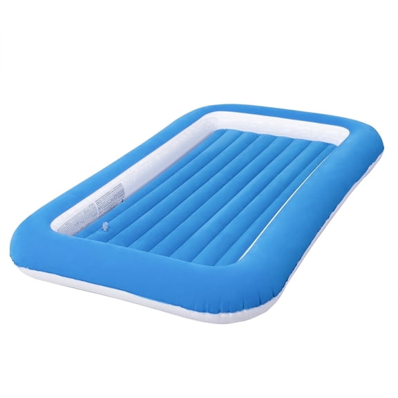 Honeydrill Kids Travel Air Mattress Inflatable Air Bed Blow Up Mattress with Raised Sides, Blue