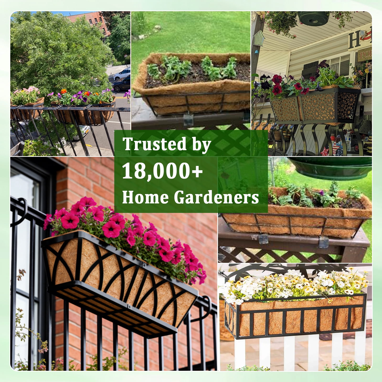 ZeeDix 2PCS 36 Inch Window Box Liners Pre-Formed Coconut Fiber Planter Liner 100% Natural Coco Fiber Liners for Planters Hanging Basket Balcony Railing and Porch