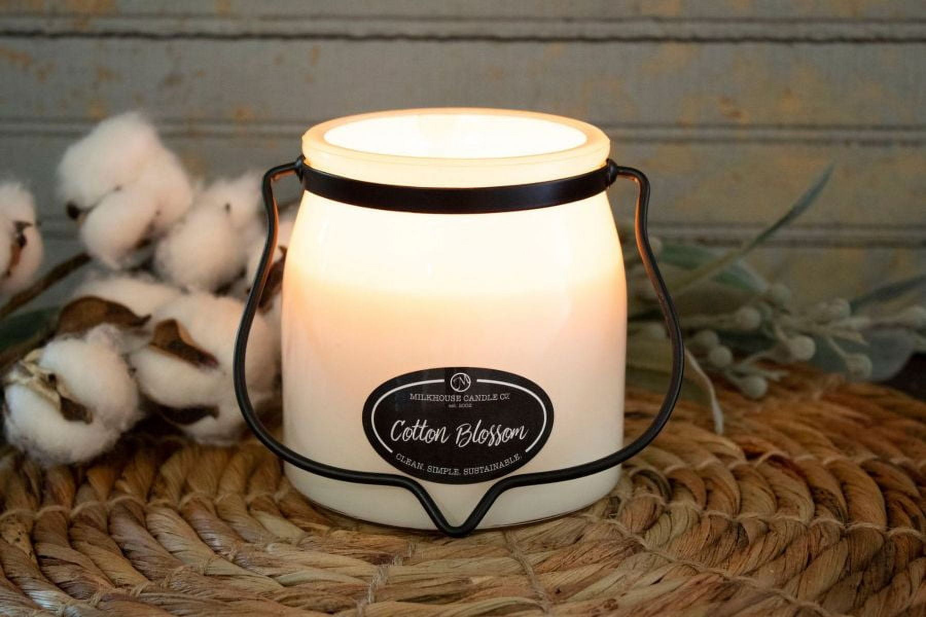 Milkhouse Candle Company, Cotton Blossom, Creamery Collection, Scented Soy Candle, Butter Jar, 16oz