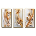 thumbnail image 2 of Designart "Gold White Silver Liquid Sublime Minimalism II" Abstract Shapes Framed Wall Art Set Of 3 - Gold Transitional Frame Canvas Set For Living Room Decor, 2 of 6